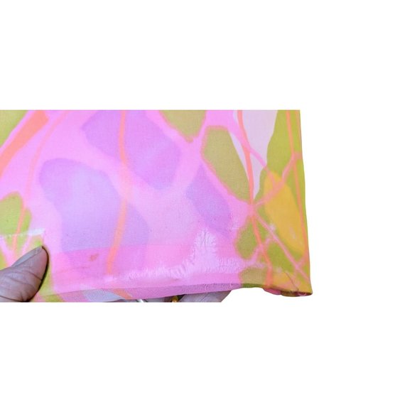 Dress 1960-75 Go Go Union Made Pink Green Psychedelic Bows Flowy - Picture 11 of 15